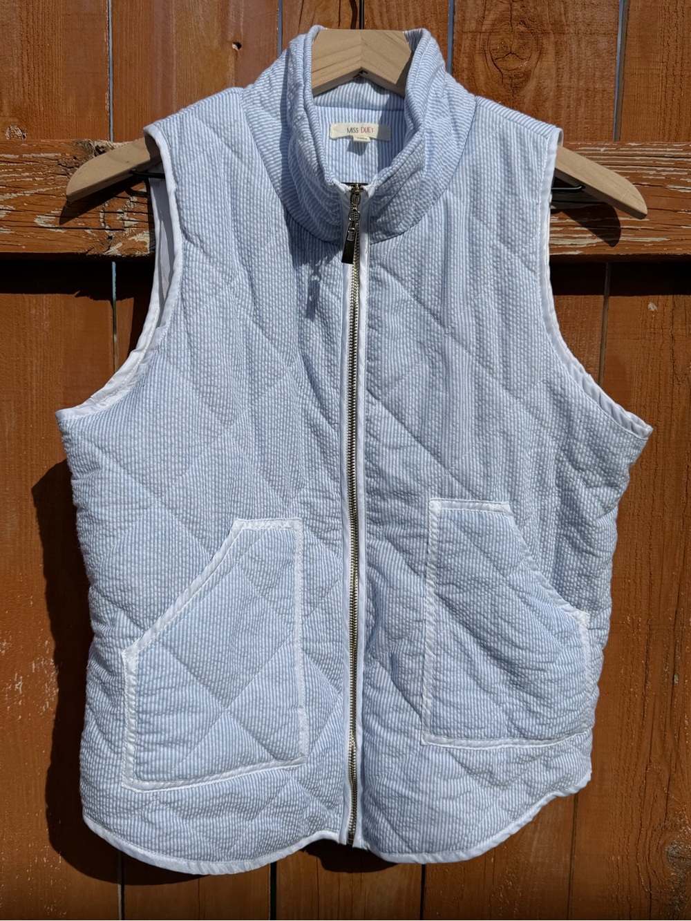 Miss Duet Pale Blue Quilted Zip Vest